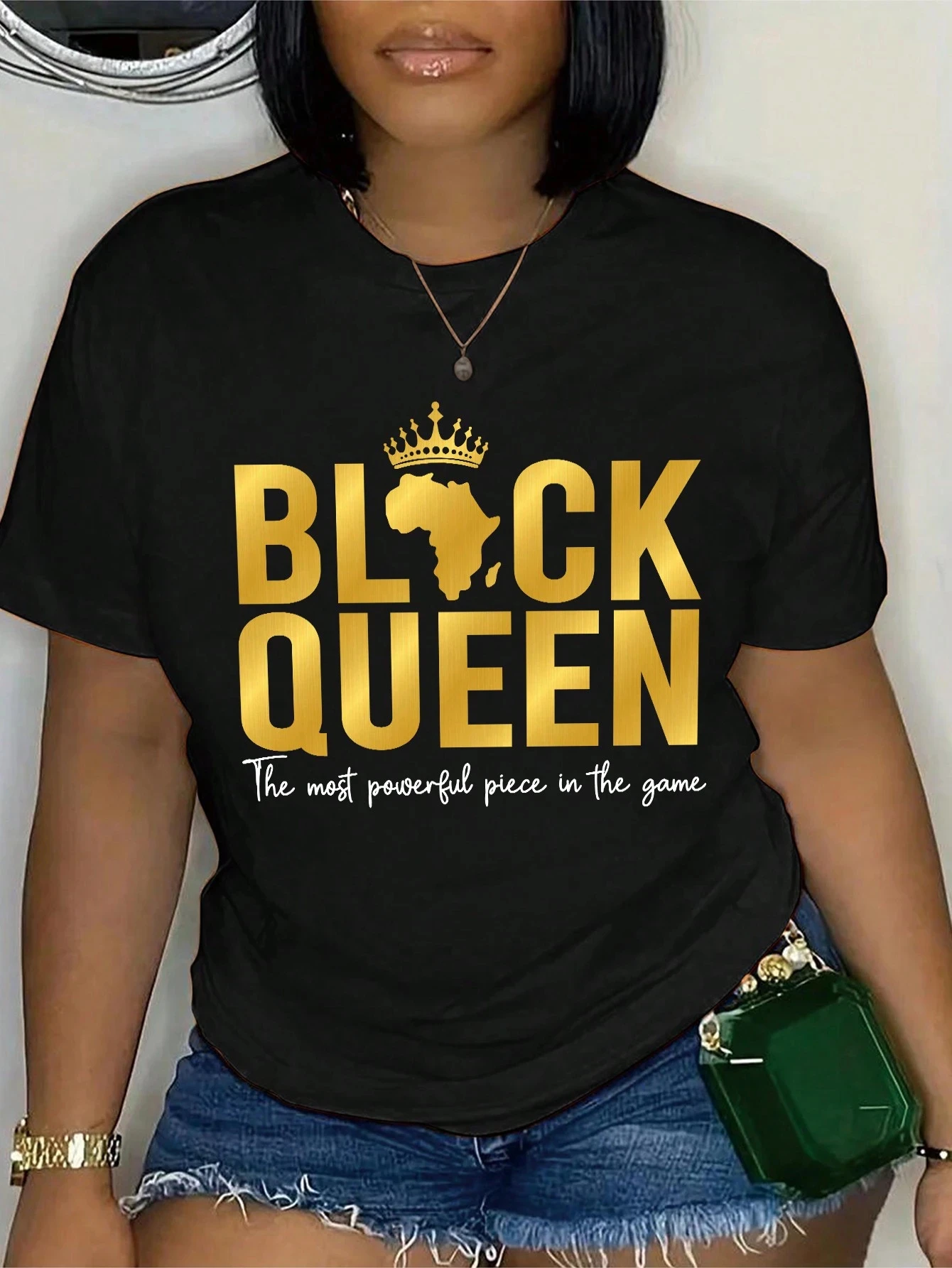 

2025 Новая женская футболка из чистого хлопка с принтом Black Queen — удобный стиль, популярная для пляжных путешествий и вечеринок