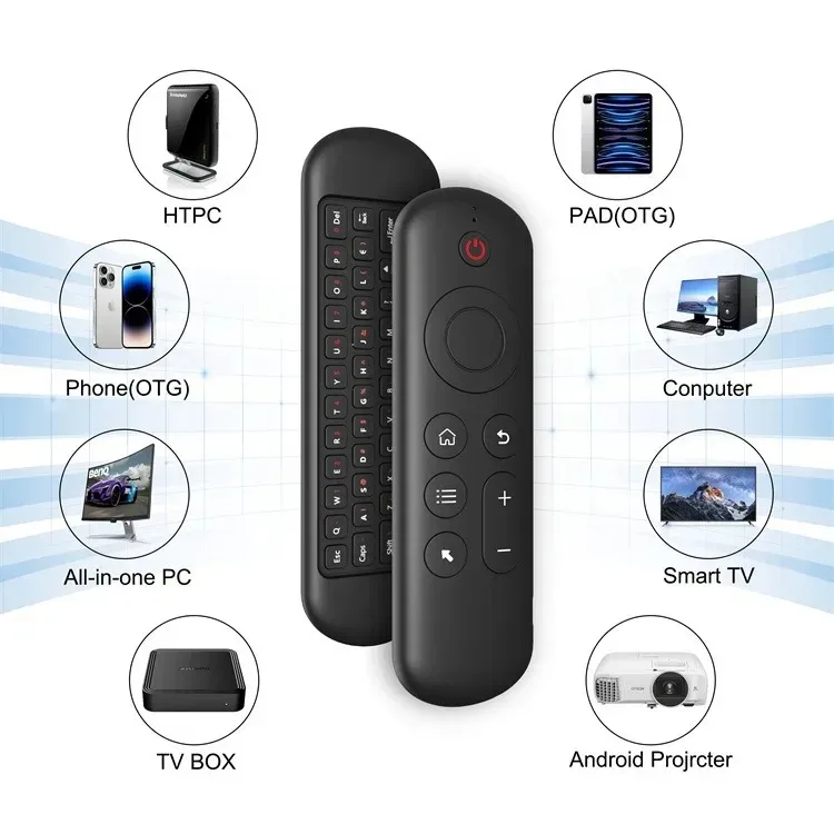 M5 2.4G&BT5.2 Remote Control 7 Color Backlit Wireless Air Mouse Keyboard Android TV Box for Android Windows Mac Os Linux