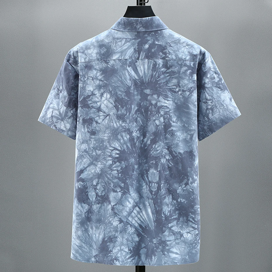 Summer Tie-dye Shirt Men Plus Size 11XL 10XL Fashion Casual Tie Dye Shirts Male Hawaiian Beach Shirt Big Size 11XL