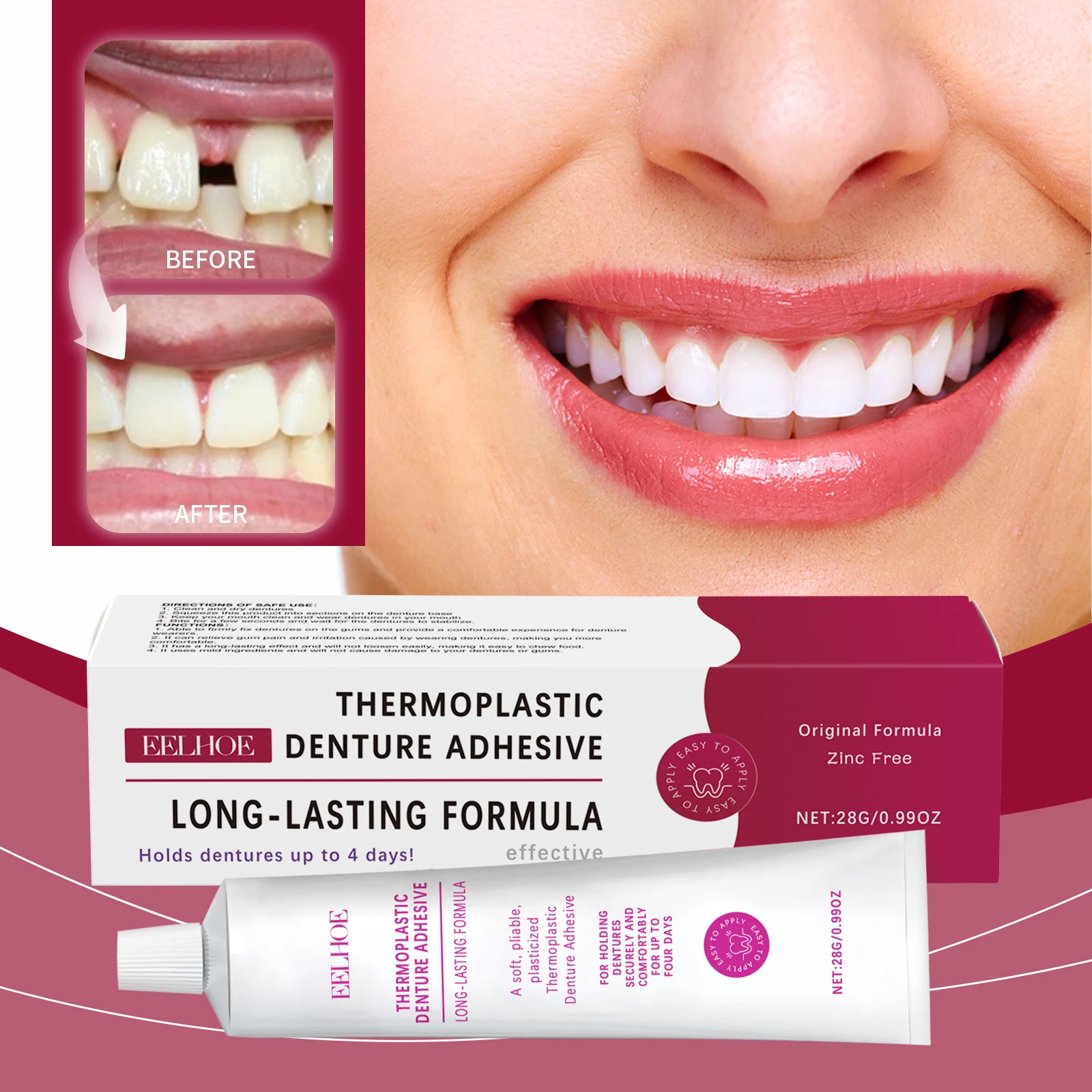 Thermoplastic Denture Adhesive Long-lasting Denture Fixing Adhesive Improve Comfort Denture Care Products False Teeth Glue