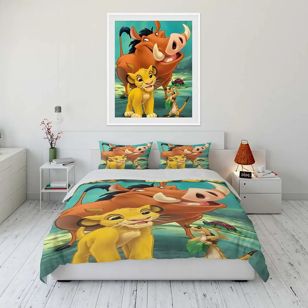 Imagem -02 - Disney-the Lion King Bedding Conjunto For Kids Flat Sheet Duvet Cover Fronha Roupa de Cama Roupa de Cama Home Textile Single Double King