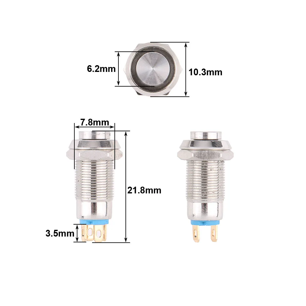 1pcs 8mm  Self-reset Momentary Self-locking Latching Metal Push Button Switch 2pins NO LED/4pins LED high head switch 3.3V