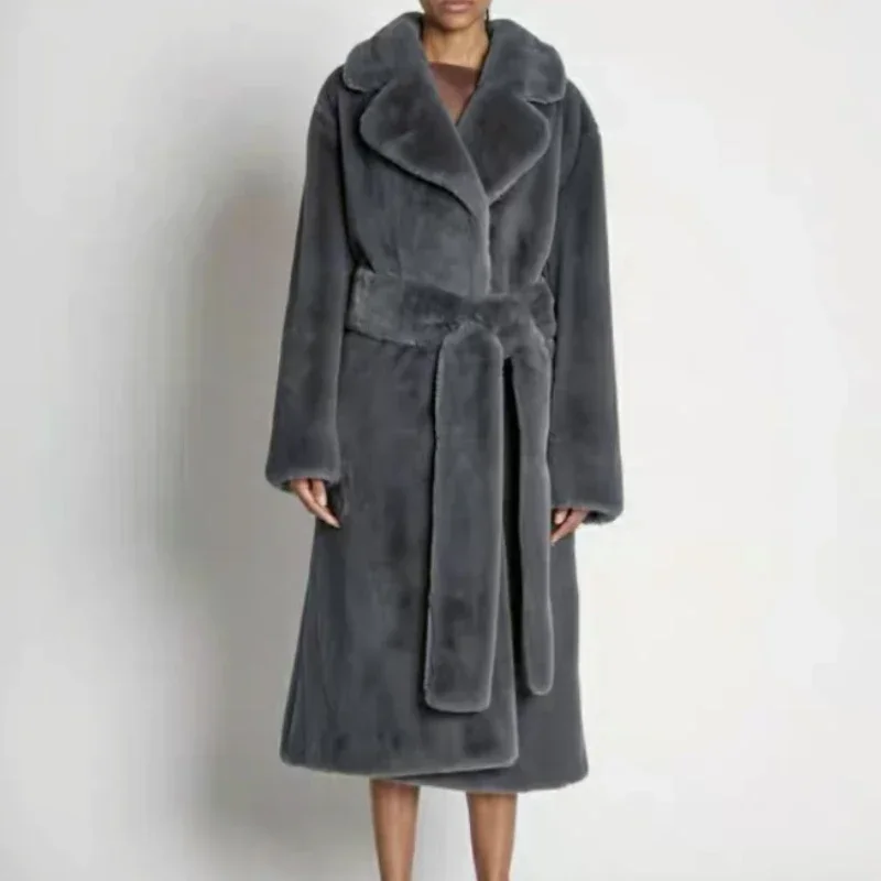 

Long Rabbit Fur Mink Imitation Fur Coat Thickened Women's Autumn and Winter Coat Women's Slim Plush Coat