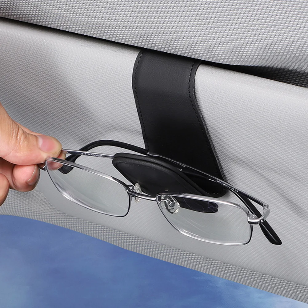 Universal Car Auto Sun Visor Eyeglass Hanger Clip Leather Glasses Holder Magnetic Multi-Function Automobile Accessories Storage image 3