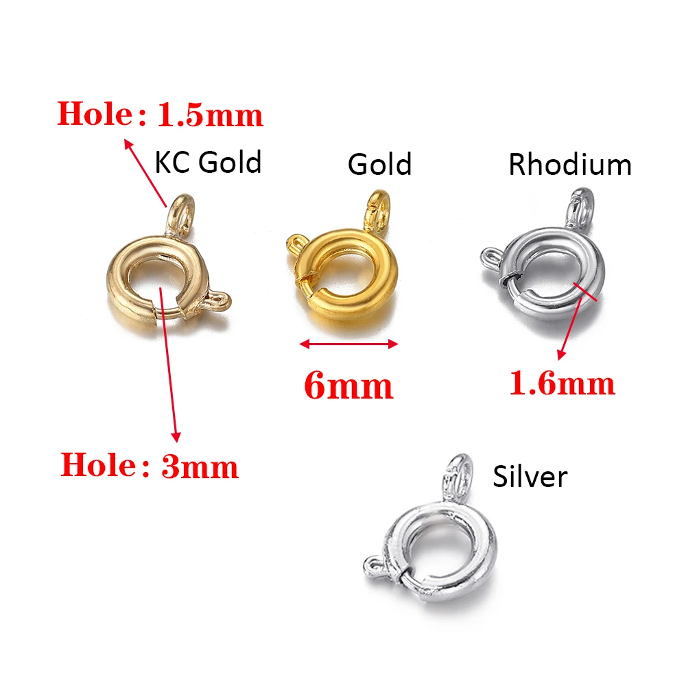 10 pz 6mm Chiusura ad anello a molla in oro con anello di salto aperto Chiusura per gioielli per catena Collana Bracciale Connettori Creazione di gioielli fai da te