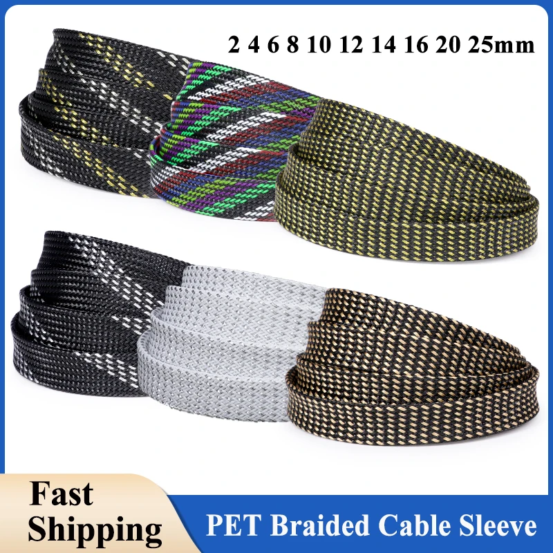 

Insulated Sleeving 2 4 6 8 10 12 14 16 20 25mm PET Braided Tight Expandable Cable Wire Sleeve Flame-retardant Nylon Mesh Sheath