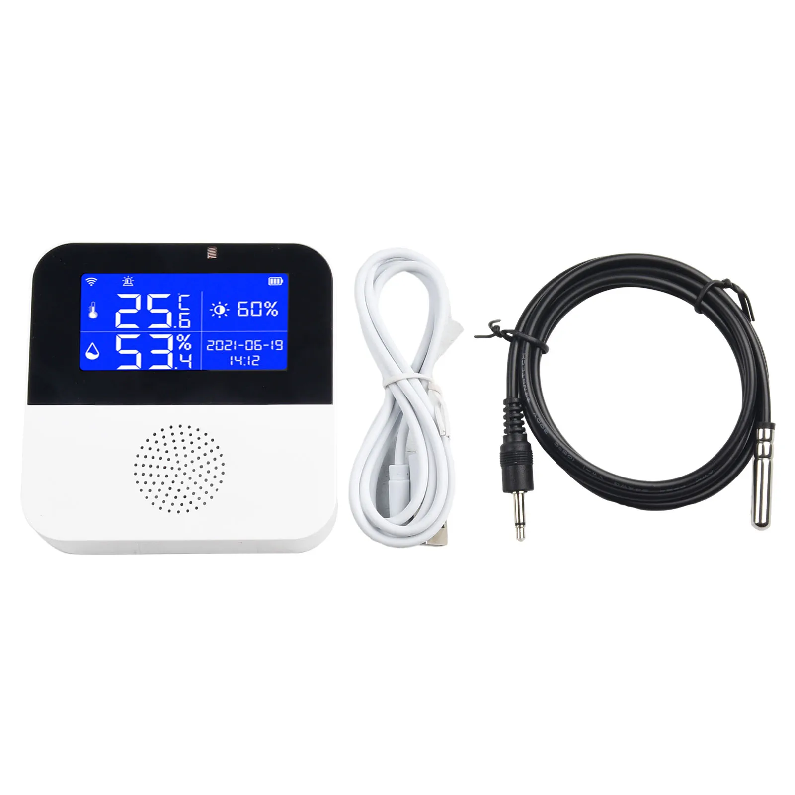 Sensor de temperatura wi-fi com tela de exibição de sonda externa, monitor remoto inteligente, termômetro interno, higrômetro, display lcd