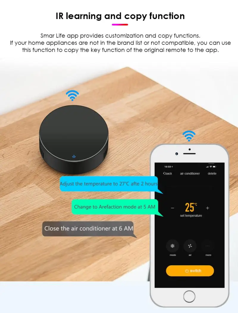 Xiaomi-Control remoto infrarrojo Universal, dispositivo inteligente con WiFi, para TV, DVD, funciona con Alexa, Google Home y Smart Life App, Tuya