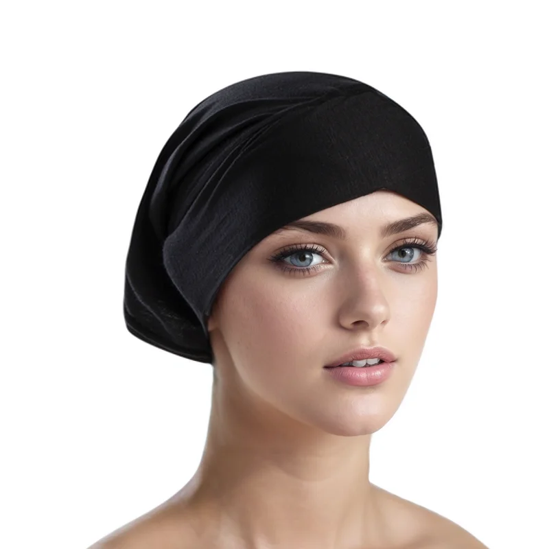 Hot Sale Intersect Bottom Hat Modal Hijab Wrap Cotton Instant Muslim Hijab Undercap Elastic Turban Bonnet Solid Headband Inner