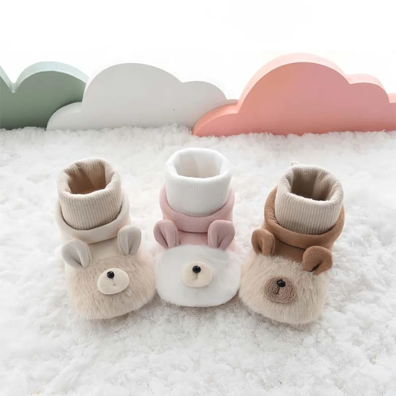 

Newborn Baby Socks Shoes Autumn Winter Thickened Warm Cartoon Infant Toddler Shoes For Girls Boys Soft Anti Slip First Walkers