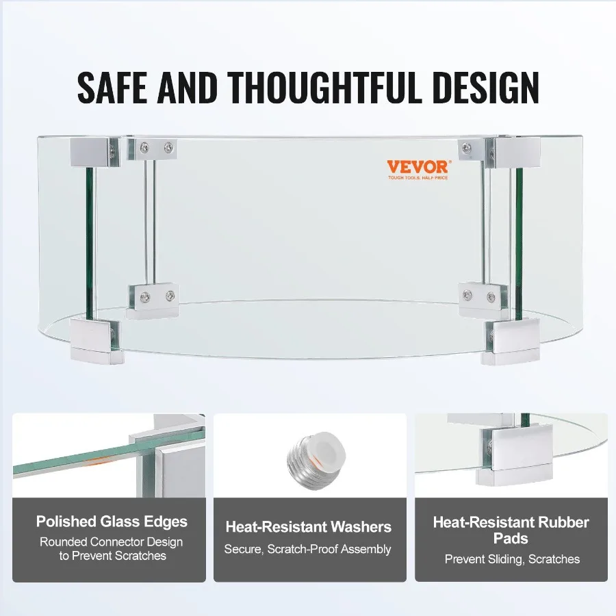Guar Table Flame Accessory Clear Inch Fire 17 Tempered Pit 0.24Inch Thick Flame Shield Glass Wind Guard Glass Round Fire X 6.7_voghion.com