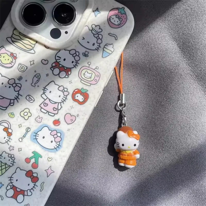 Cordón para teléfono móvil Kawaii Sanrio Hello Kitty, cadena para cámara Ccd de gato KT de dibujos animados, llavero con abalorio para teléfono móvil, regalos colgantes para bolso