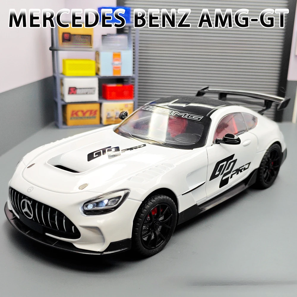 1:24 Mercedes Benz AMG GT  Alloy Miniature Car Diecast Metal Scale Car Model Sound＆Light Collection Children Toy Vehicles Gifts