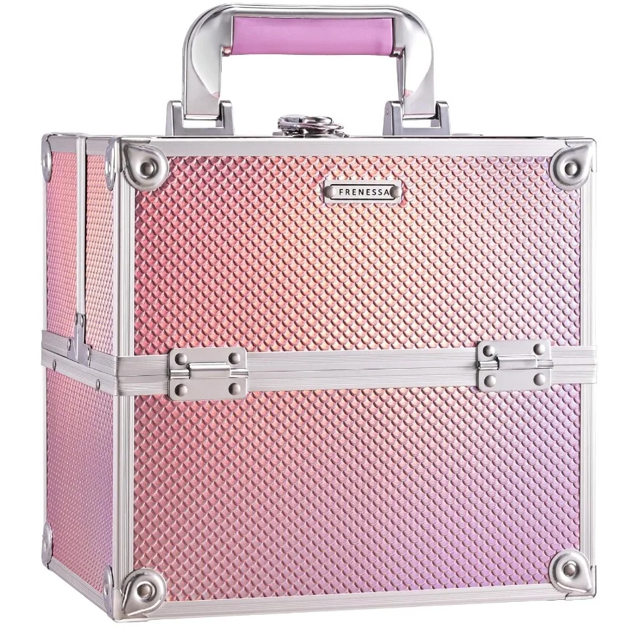 

Portable Makeup Artist Travel Case with 4 Trays and Dividers for Cosmetics Storage Lockable Hard Case for Nail Tech Supplies Id