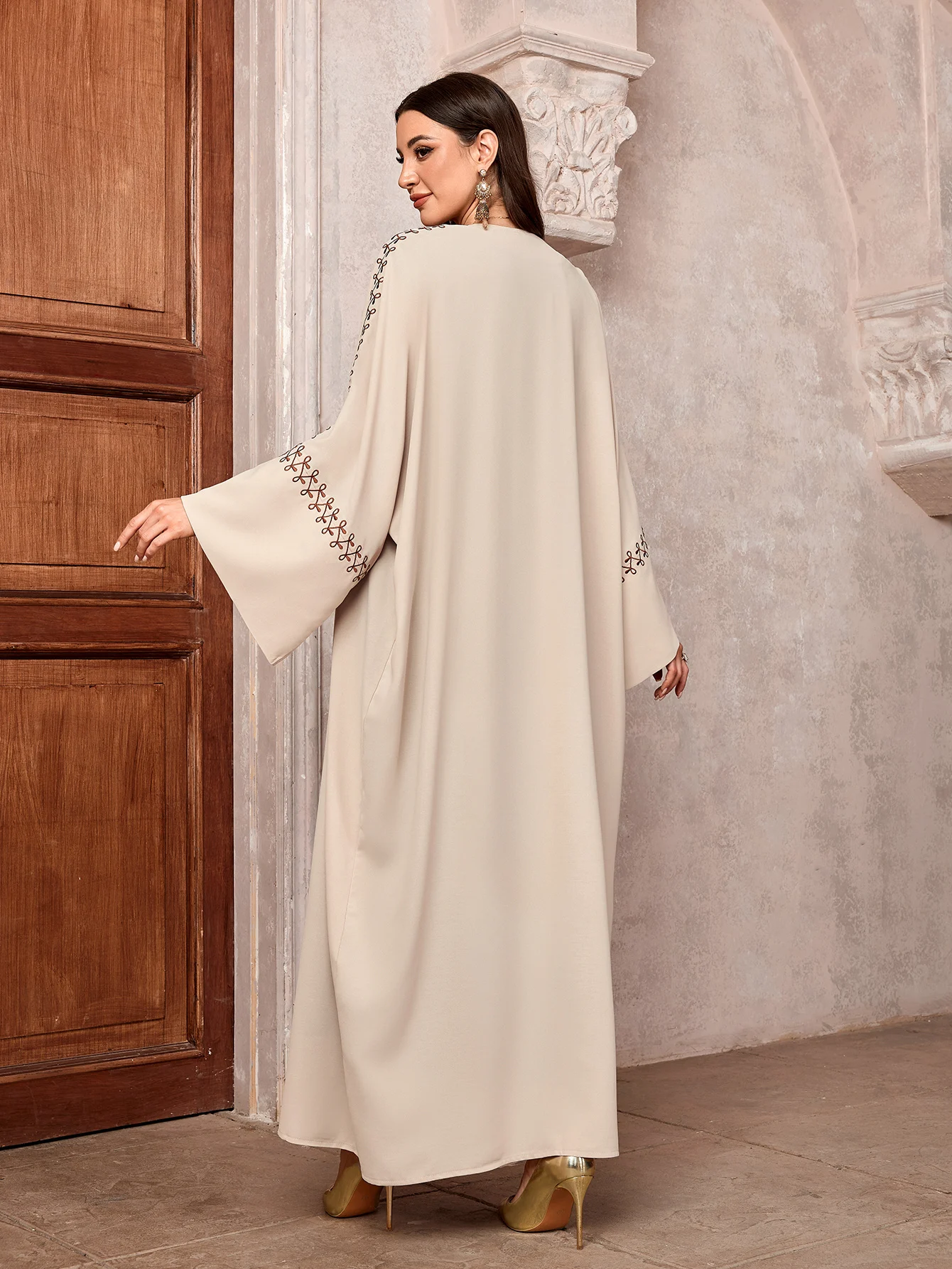 Muzułmańska Abaja elegancki bliski wschód islamski haftowany sweter dla kobiet Eid arabski szyfonowy hidżab turcja skromna sukienka dubaj szata