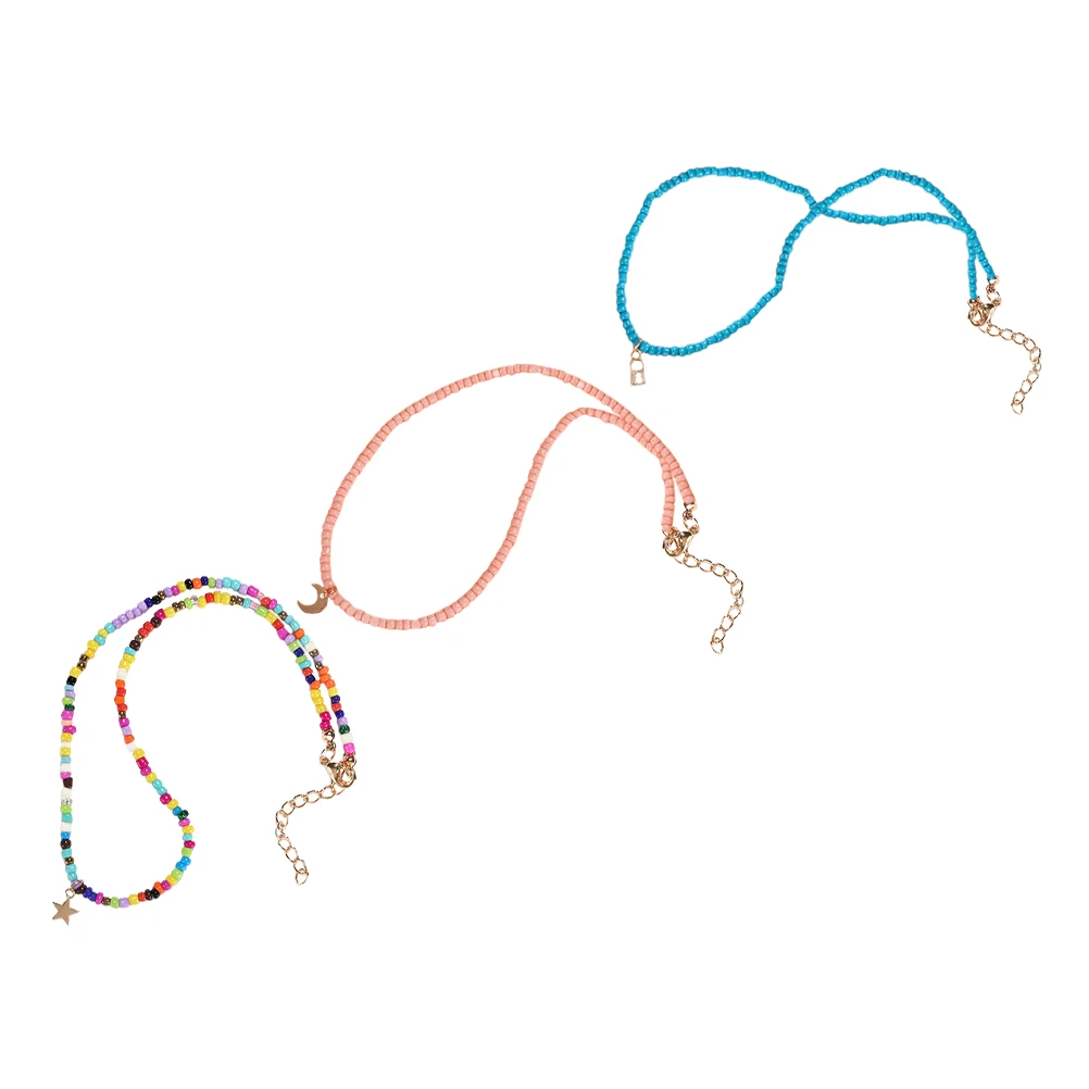 

3pcs Colorful Plastic Necklaces Plastic Beads Necklaces Beads Kids Accessories Birthday Favors Stage Decorations