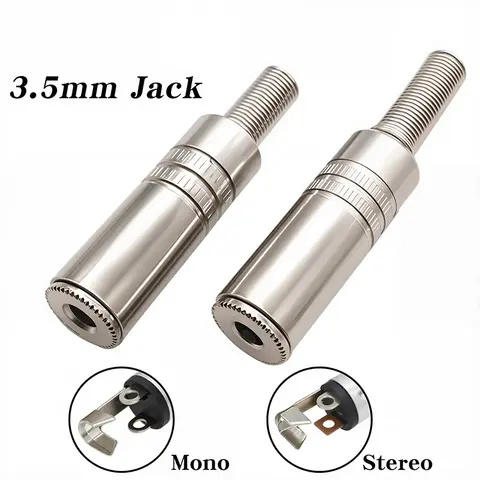 2개 3.5mm 2/3 극 TRS 플러그 소켓 여성용 스테레오 오디오 플러그 마이크 잭