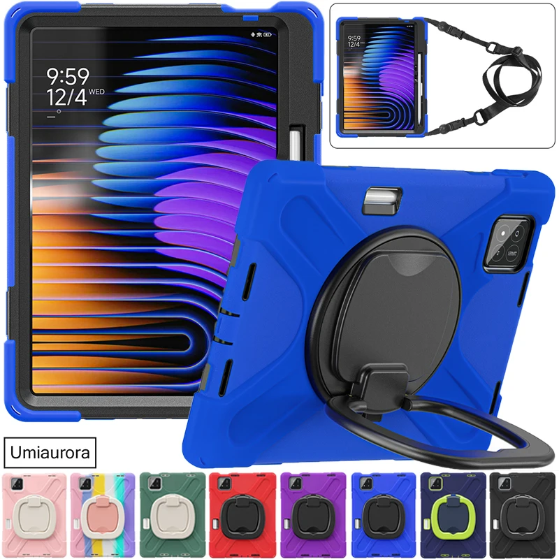 

For Xiaomi Mi Pad 7 11.2" MiPad 5 6 Pro 11 inch Full Body Silicon PC Tablet Case Rotation Hand Ring Stand Shockproof Armor Cover
