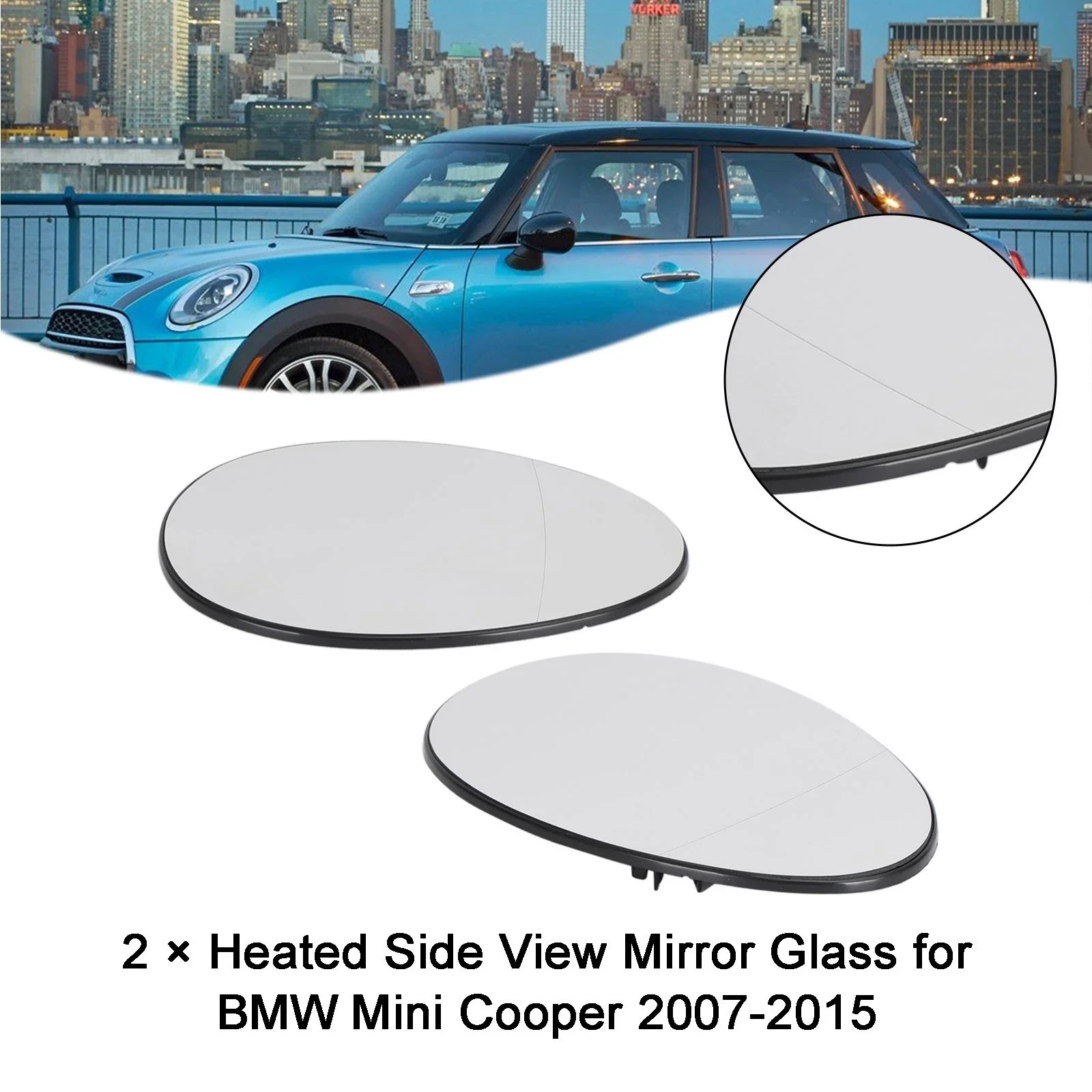 51162755625 51162755626 White/Blue Left Right Car Heated Wing Rear Mirror Glass For BMW Mini  R55 R56 R57 R58 R59 R60 R61 07-14