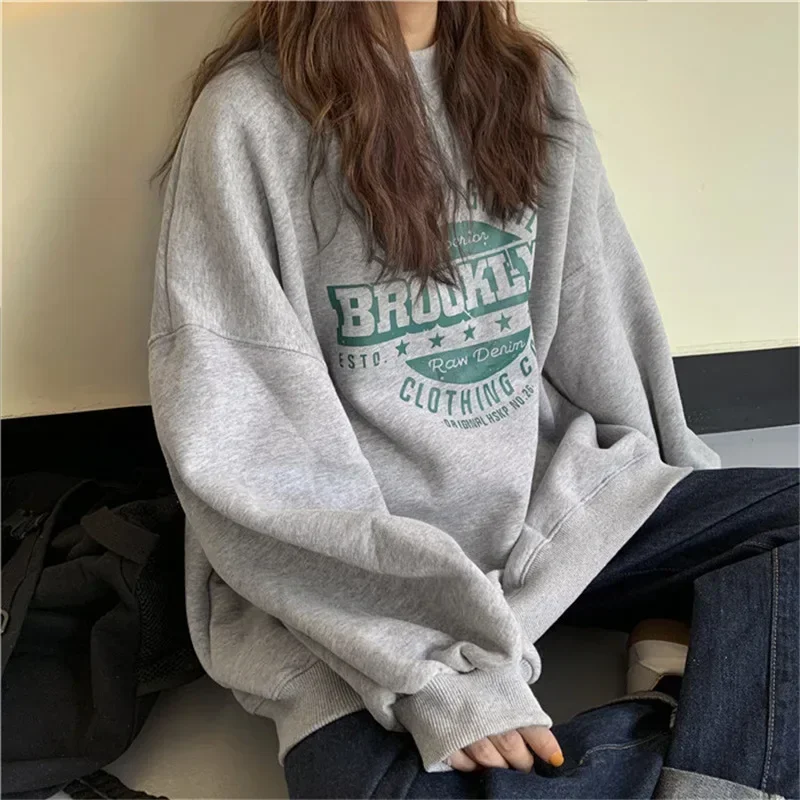 Women Hoodies 2023 Spring Woman clothing Office Lady Loose Coat Sweatshirts Letter Printed Pullovers Korean Fashion Y2k top Coat