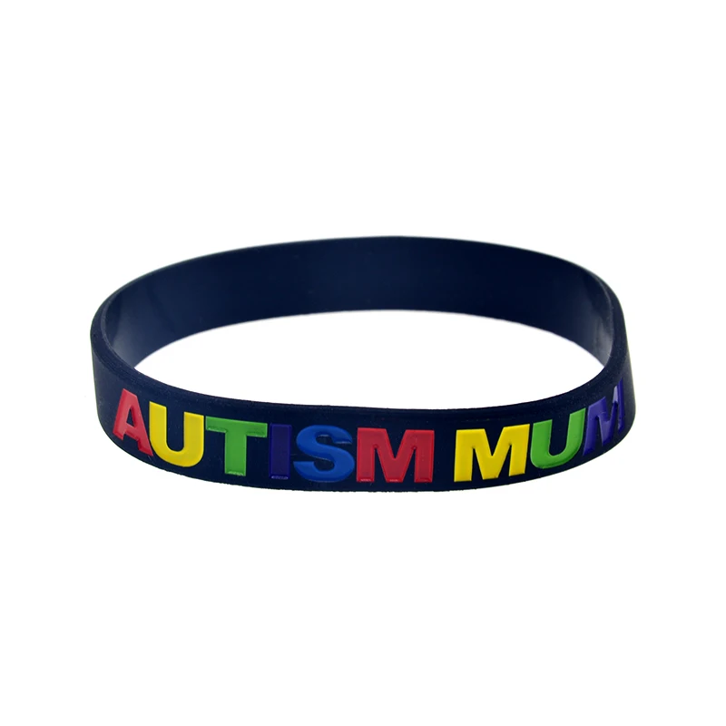 1 PC Autism Mum Silicone Bracelet 1/2 Inch Wide Love Wristband White And Black