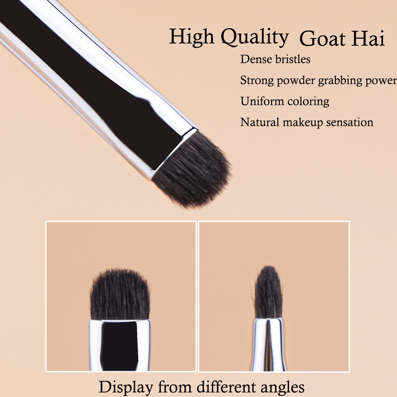 Natural Goat Hair Eyeshadow Brush Medium Round Smudge Blending Cream to Powder Professional Makeup Brushes K11