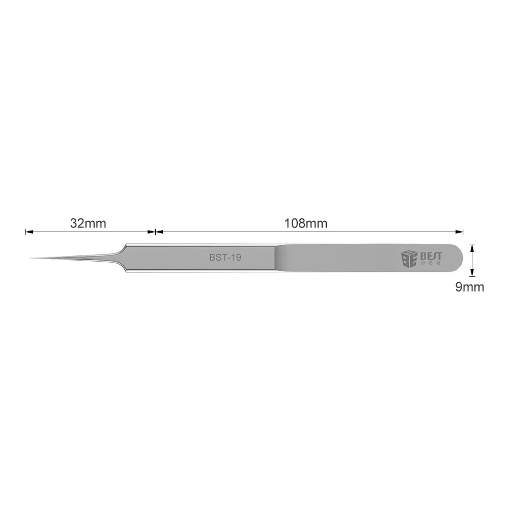 BST-1819 Special Tweezers Bent/Pointed 202 Stainless Steel Forceps Pick Up 0.01mm Fly Wire for Fingerprint Jump Wire Maintenance