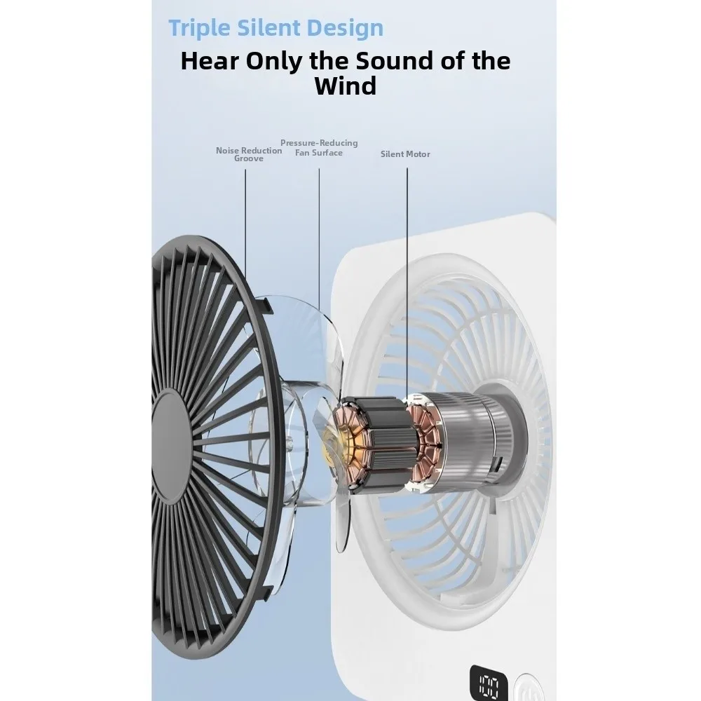 USB Rechargeable Foldable Desk Fan 180-degree Rotatable Low-noise Portable 5-speed Electric Fan Strong Wind Rapid Cooling