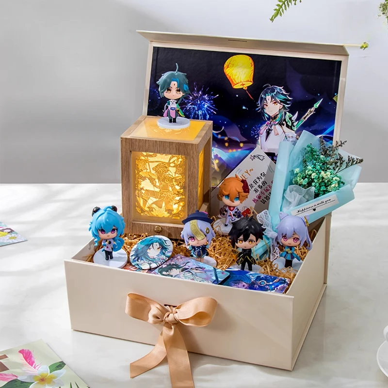

Genshin Impact Anime Action Figure Furina Zhongli Wanderer Ayaka Ayato Kazuha Paper carved lamp ornament Gifts