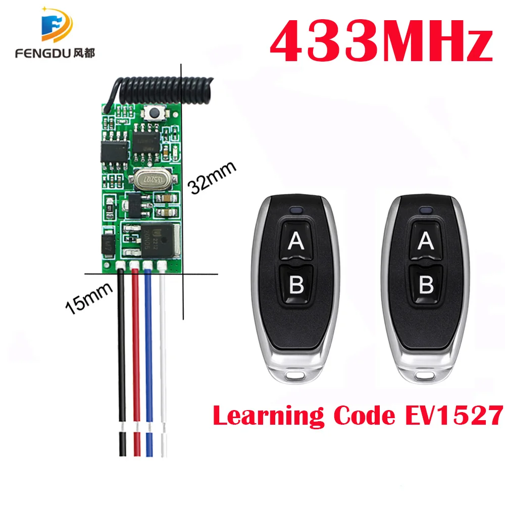

Remote Control Switch Waterproof 12V DC3.7V to 24V Universal Relay Transmitter 433MHz Receiver Module