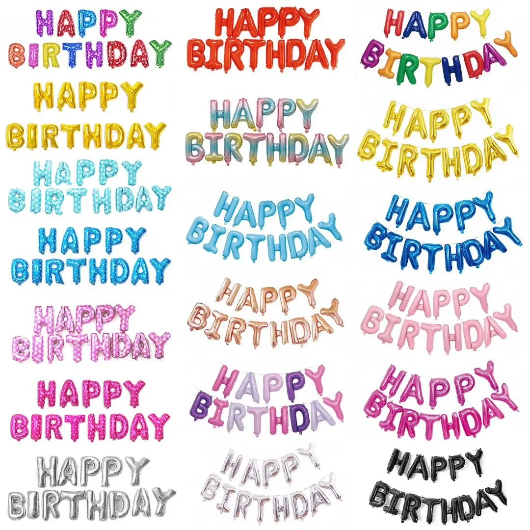 16 Inch Happy Birthday Aluminum Foil Balloons Set Children's Party Decoration Arrangement Letter Balloons Birthday Decor