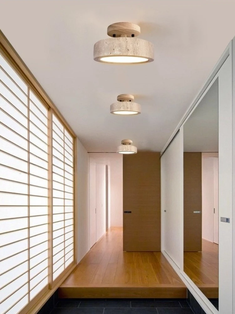 Retro i Prosta Żółta Lampa Sufitowa LED w Stylu Jaskini do Salonu, Korytarza, Ganku, Oświetlenie Przejścia, Lampy 220V — 2