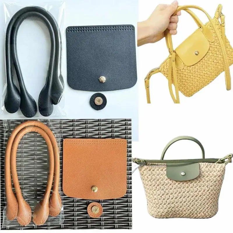 

Crochet Bag Handles Making Set PU Leather Flap Cover DIY Bag Accessories For Making Handbag Dumpling Bag Crochet Bag Parts