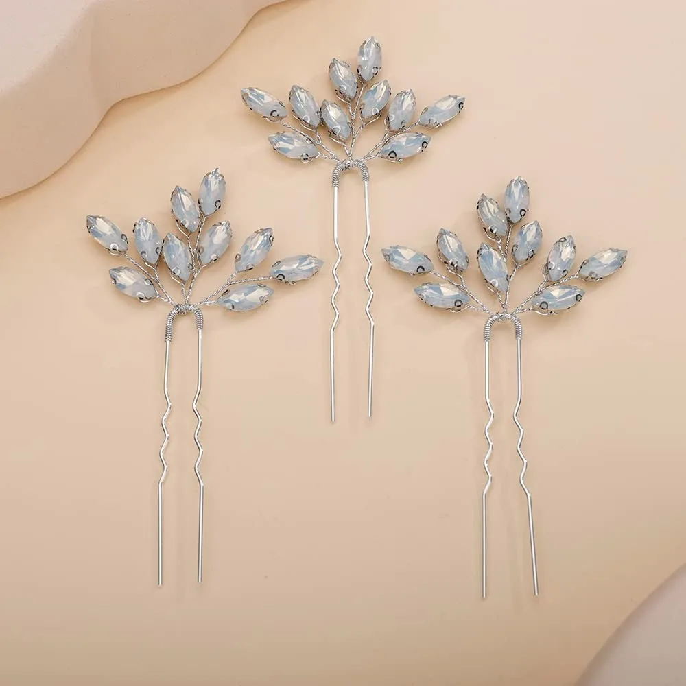 

Teyglen 3 шт. свадебные заколки для волос со стразами, простые хрустальные свадебные аксессуары для волос, заколки для волос ручной работы для