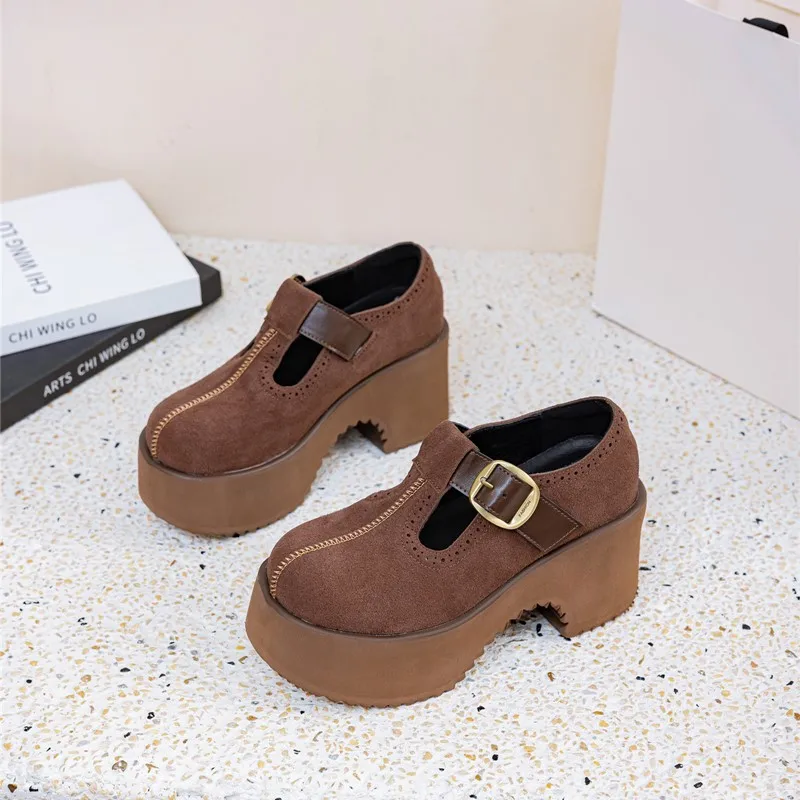 

AIYUQI Women's Lolita Shoes 9cm High Heels 2026 New Spring Loafers Women With Buckle Fashion Platform Student Shoes Women