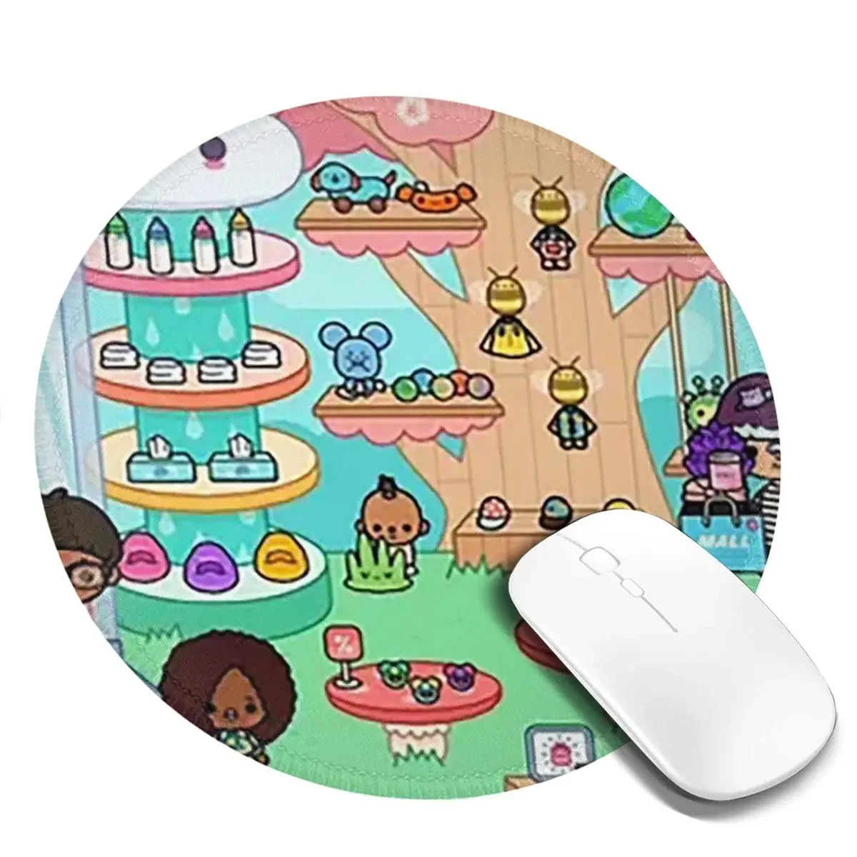 Toca Life Box Toca Boca Cute Game Round Mouse Pad Computer Keyboard Mouse Mat Gamer Laptop Desk Mat Office Table Mats