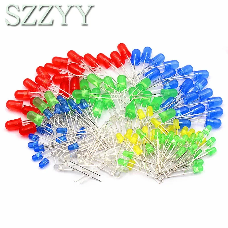 100pcs/lot 3mm 5mm LED Red Green Yellow Blue White F3 F5