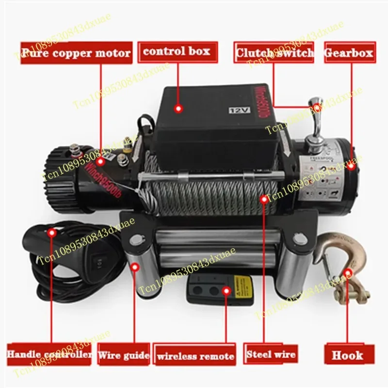 Winch Car Tuning Electric Winch 2000/3000/4000 /4500/6000/9500/12000lb 24v Handle/wireless Wire Rope ATV Winches for Beach Bugg