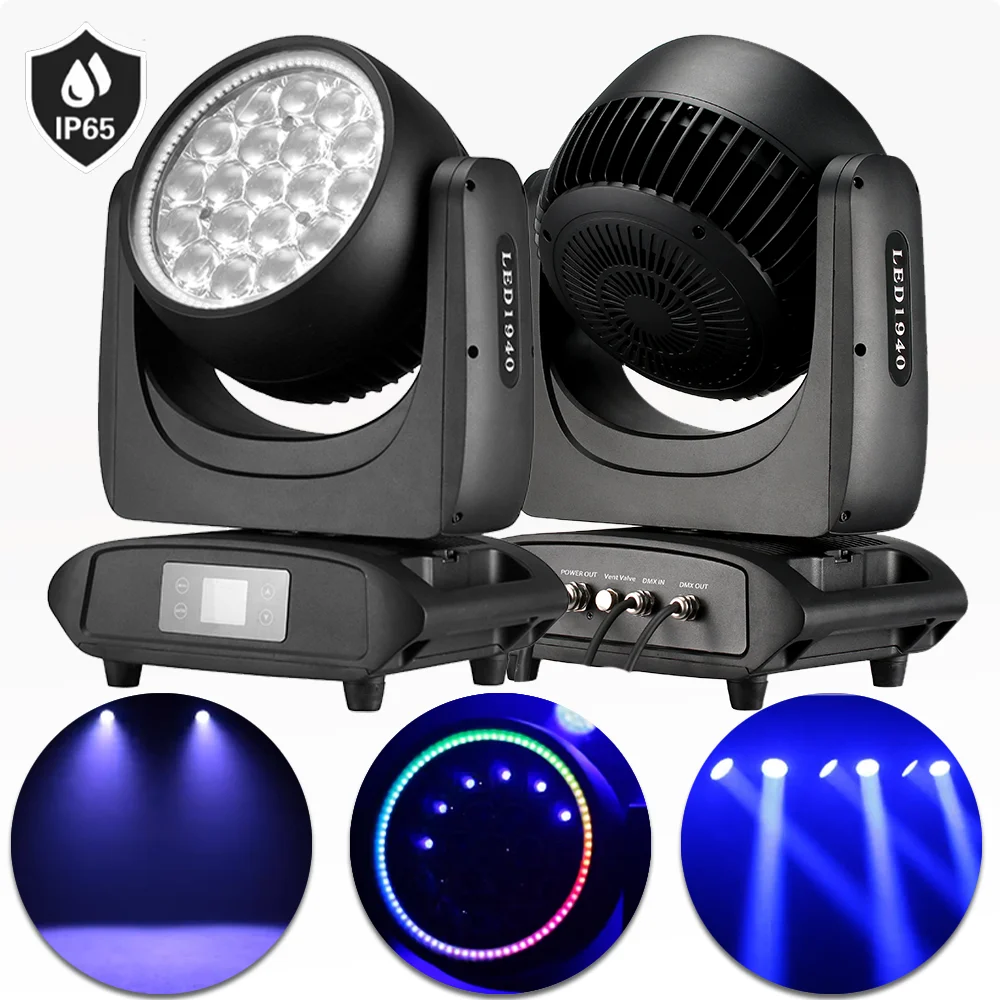 

Водонепроницаемый светодиодный светильник RGBW с зумом 19X40 Вт, движущийся головной светильник с кольцом CMY stage APC Light DMX512 для DJ Disco Party клубного бара