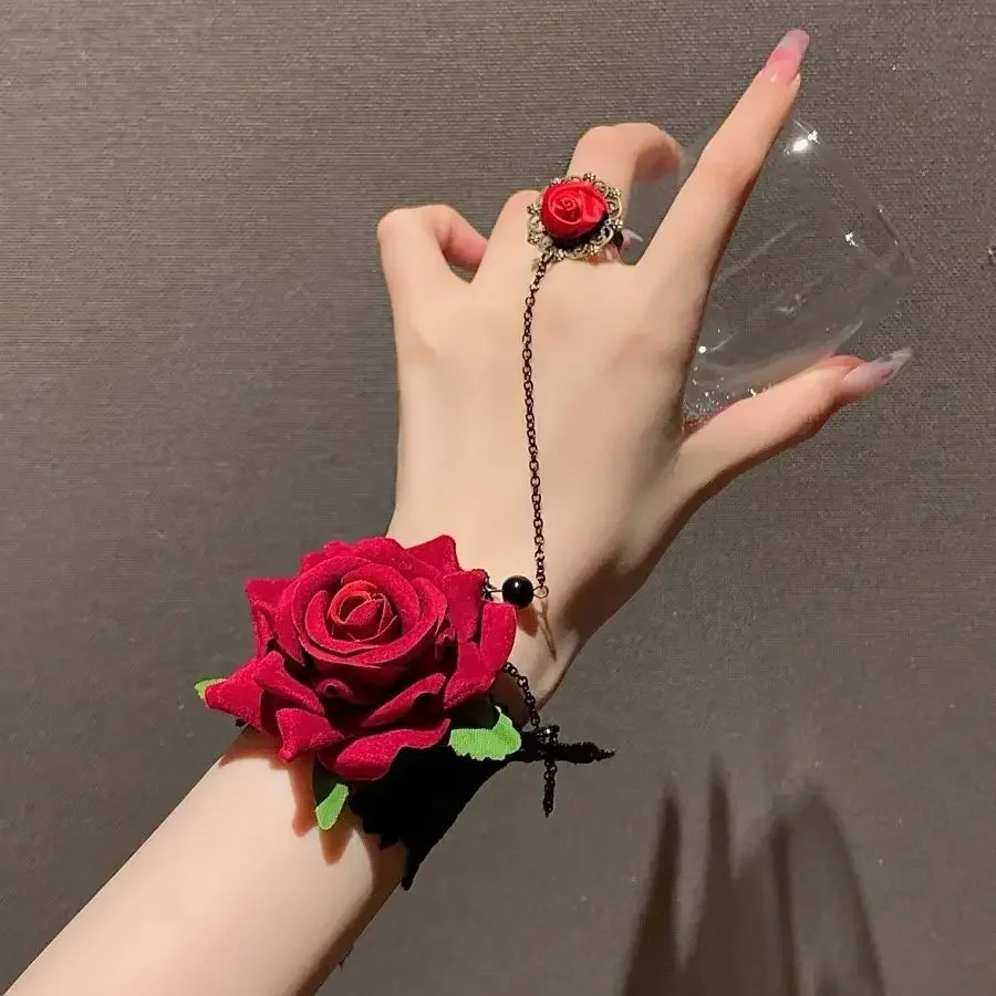 1 قطعة قفازات Steampunk النساء خمر المعصم الكفة والعتاد مجوهرات للبنات اكسسوارات أساور الفيكتوري زي الدانتيل Handwear قلادة