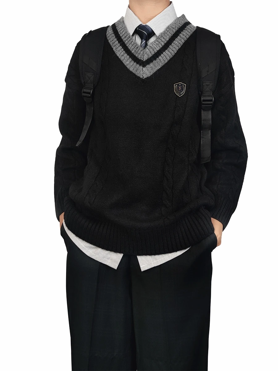 Kimura Uncle Dk Original V-neck Knit Sweater Autumn and Winter Teenagers Middle School Students Japan fashion School Uniform ...