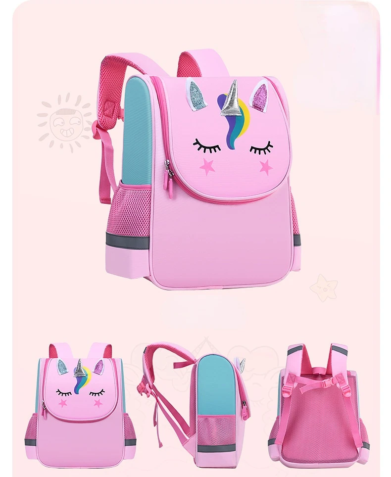 Novas meninas meninos mochilas escolares dos desenhos animados bonito unicórnio tigre crianças grande capacidade mochilas escolares no jardim de infância faixa reflexiva