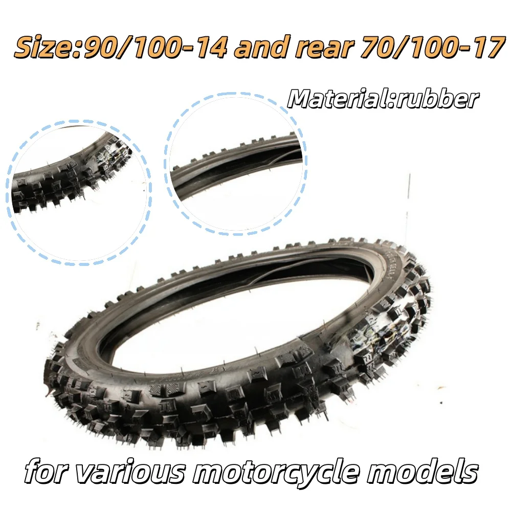 

Motorcycle Tire Deep-tooth Tires Wear-resistant Motorcycle Off-road Electric Vehicle Wheels Front 90/100-14 Rear 70/100-17