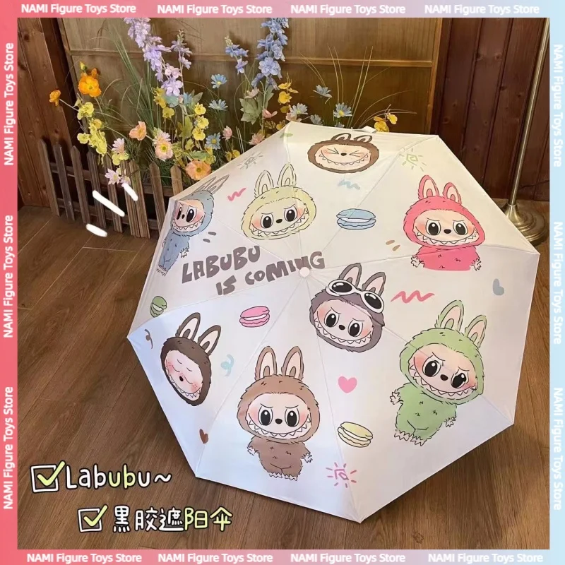 New Hot Labubu Folding Automatic Umbrella Anime Cartoon Portable Wind Resistant Umbrella Fashion Charm Birthday Gifts Xmas Gifts