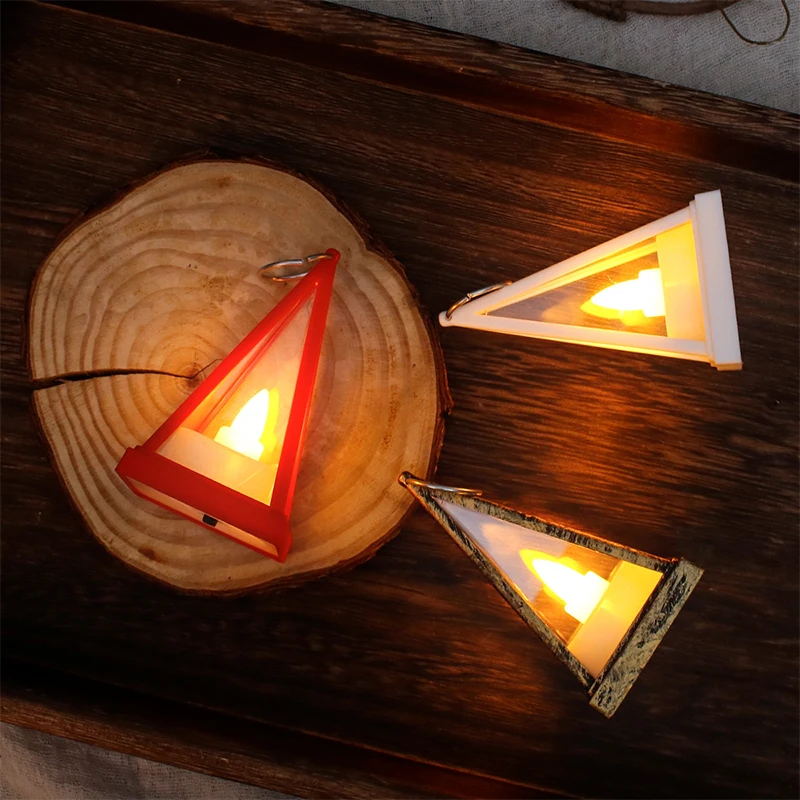 9cm Mini Led European Triangle Light Simulation Cande Light Dollhouse Miniature Night Lamp Home Model Decor Toy