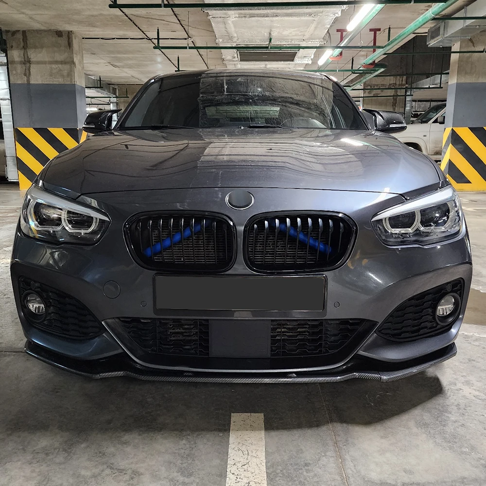 For BMW 1 Series F10 F21 M Pack 118i 120i 2015-2019 Front Bumper Lip Chin Splitter Bodykit Glossy Black Carbon 3Pcs/Set Parts - Detail 1
