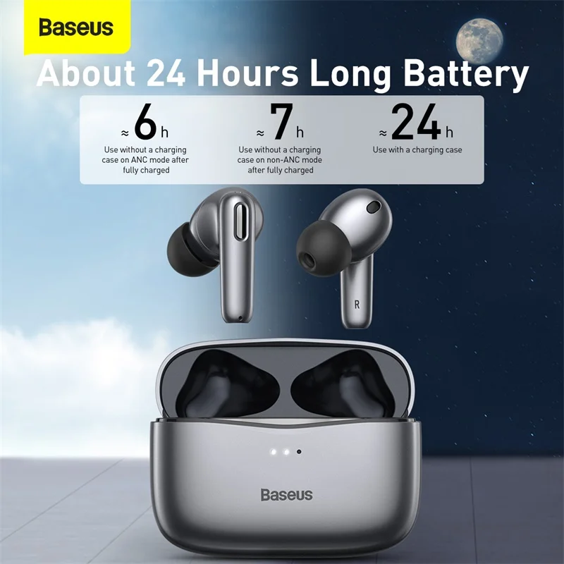 Baseus S2 Earphones True Wireless Bluetooth 5.0 Headphones ANC TWS Earbuds Active Noise Cancellation Headset Hifi Audio Fone Pro