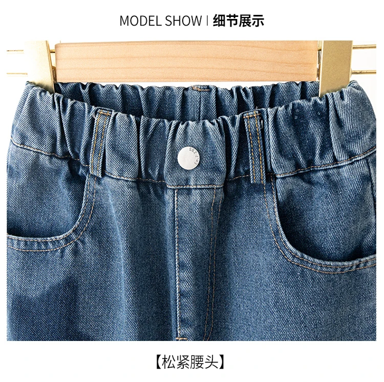 Stylische Streetwear-Jeans für Kinder mit geradem Schnitt und Sternen, modische Kleidung, Hip-Hop-Retro-Jeanshosen für Mädchen, luxuriöse Kinderhosen – Detail 11