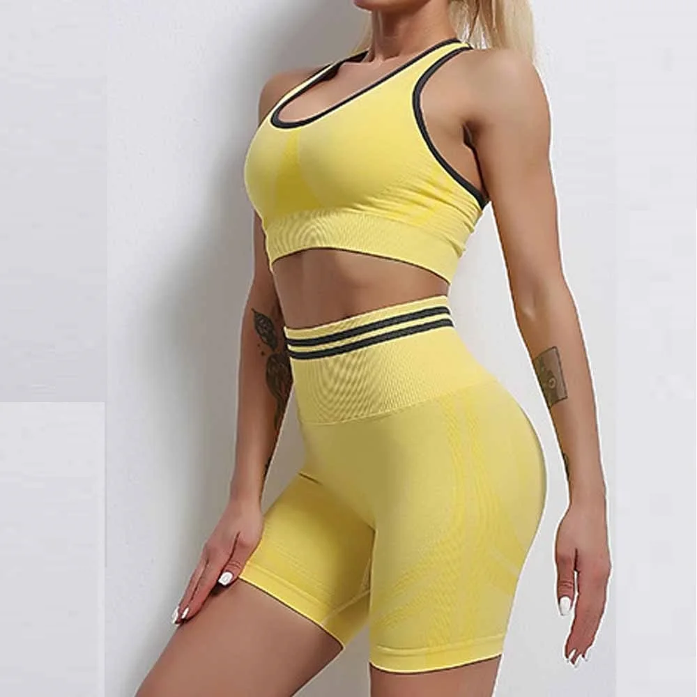 

Seamless Yoga Set Women Tracksuit Gym Set Workout Clothes for Women Sports Bra Suit Female Clothing High Waist Shorts
