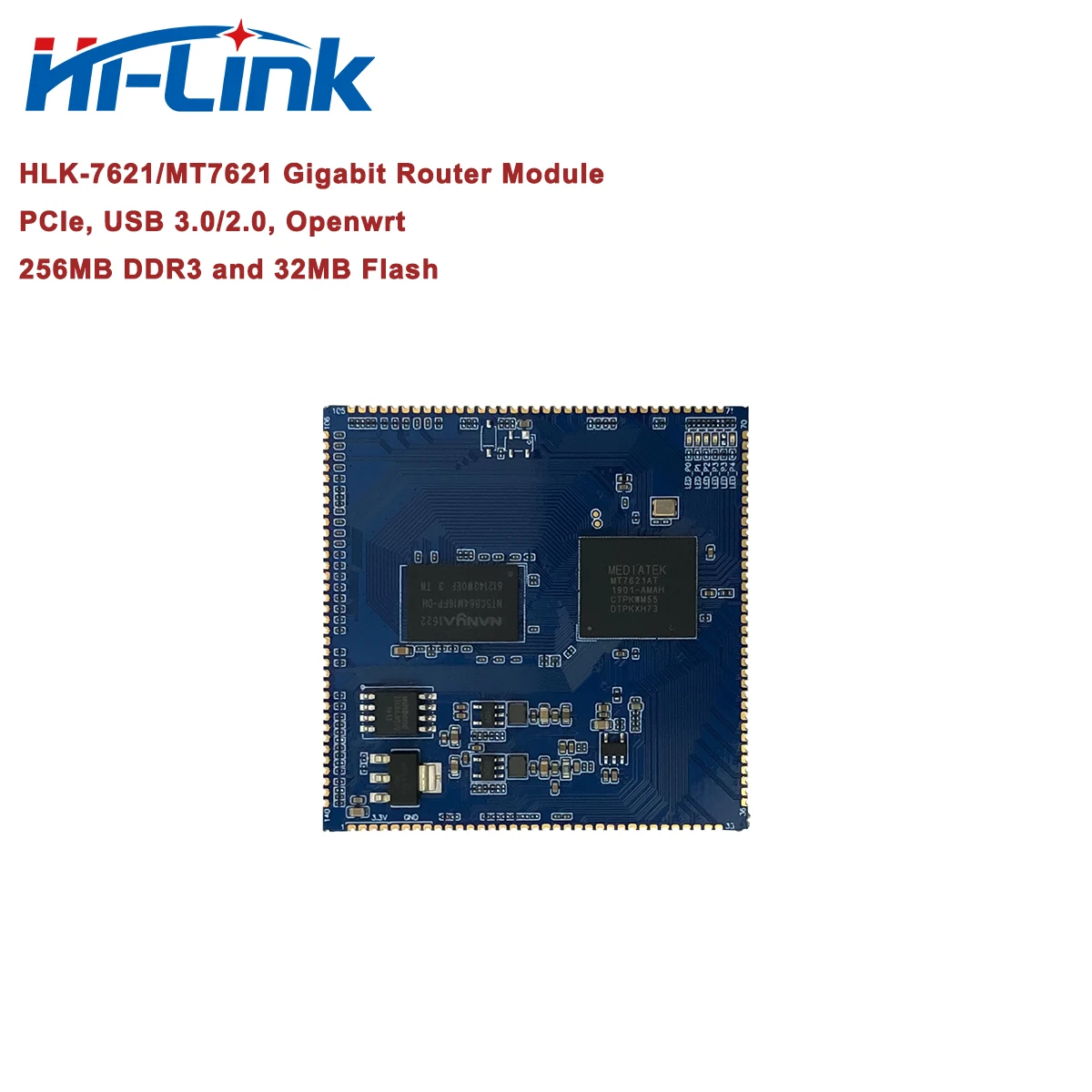 2pcs 256MB/32MB MT7621A/HLK-7621 Wireless GbE Router Module